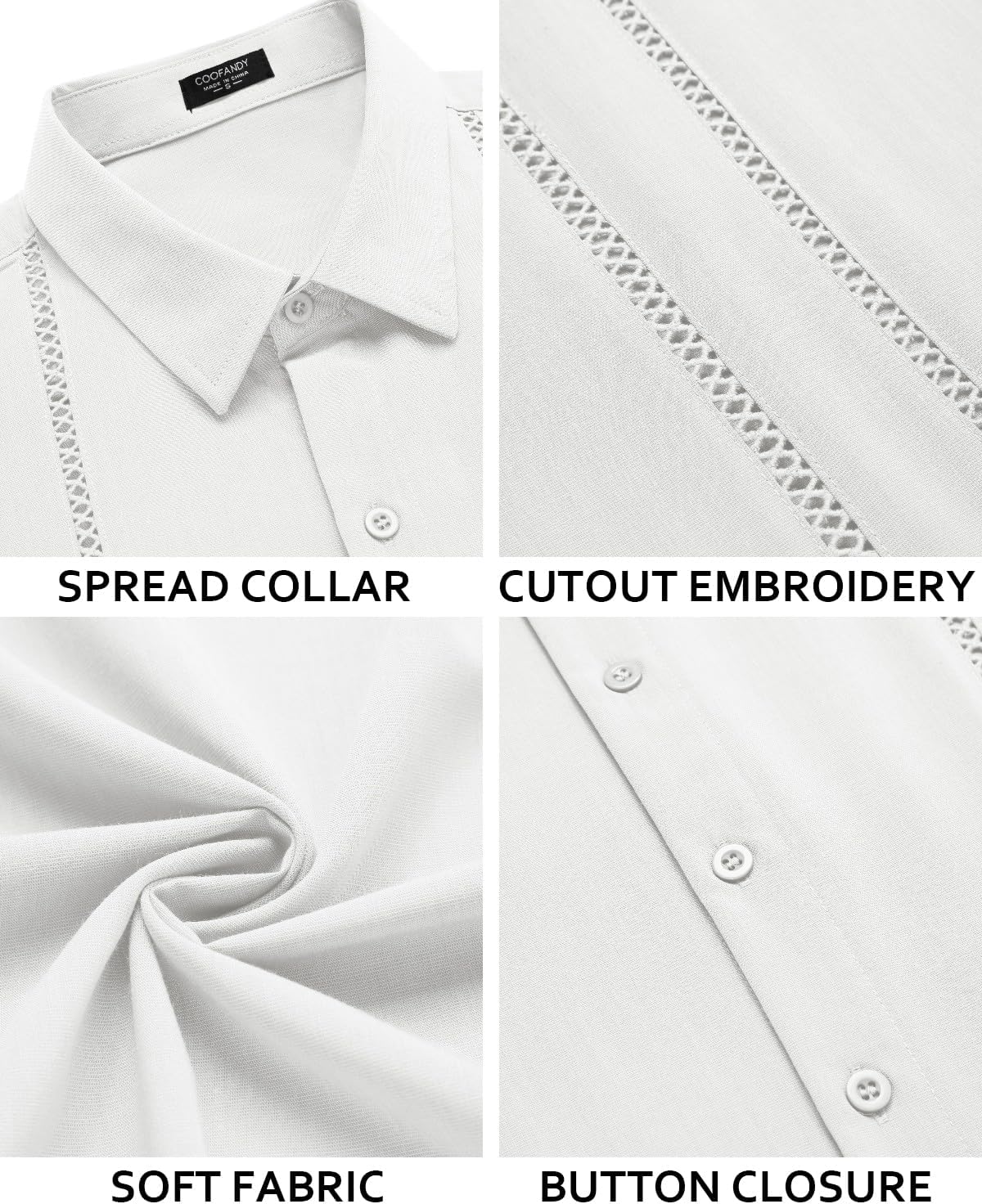HOTCOOFANDY Men's Cuban Guayabera Shirt Short Sleeve Button Down Shirts Casual Summer Beach Linen Shirts