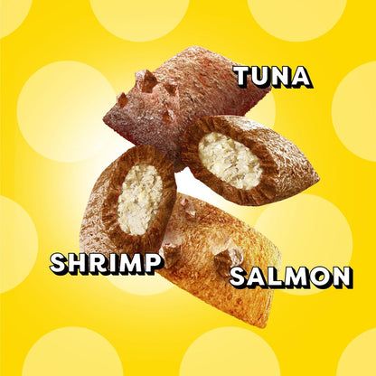 HOTTemptations Cat Treats MixUps Surfer's Delight, Tuna, Shrimp, Salmon Flavor, Crunchy and Soft Cat Treats, 30 oz. Tub
