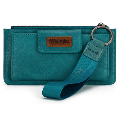 HOTMontana West X Wrangler Brown Wristlet Wallet Minimalist Clutch Womens Wallet Rfid Card Cases & Money Organizers with Coin Purse and Smooth Zipper