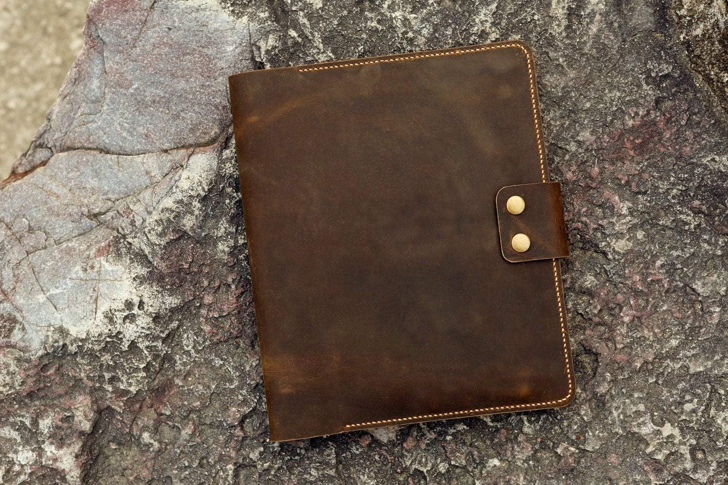 HOTPersonalized leather 3 ring binder portfolios with pockets and writing pad / 8.5 x 11 letter size leather padfolio organizer NL05BC