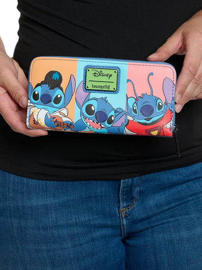 HOTLoungefly Disney Stitch Womens Wallet Multi Color Block Print Zip Around Clutch