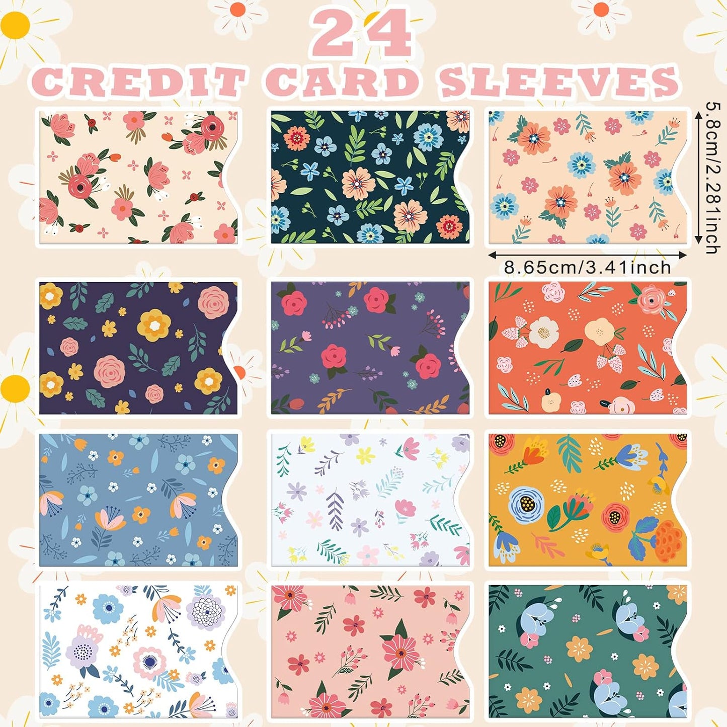 HOT32 Pcs Credit Card RFID Sleeves Flower Blocking Include 24 Credit Card Sleeves 8 Passport Protectors Waterproof Identity Theft Protection Women RFID Protector
