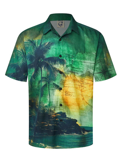 HOTHardaddy Men's Hawaiian Shirt Short Sleeves Coconut Printed Button Down Summer Beach Casual Shirts