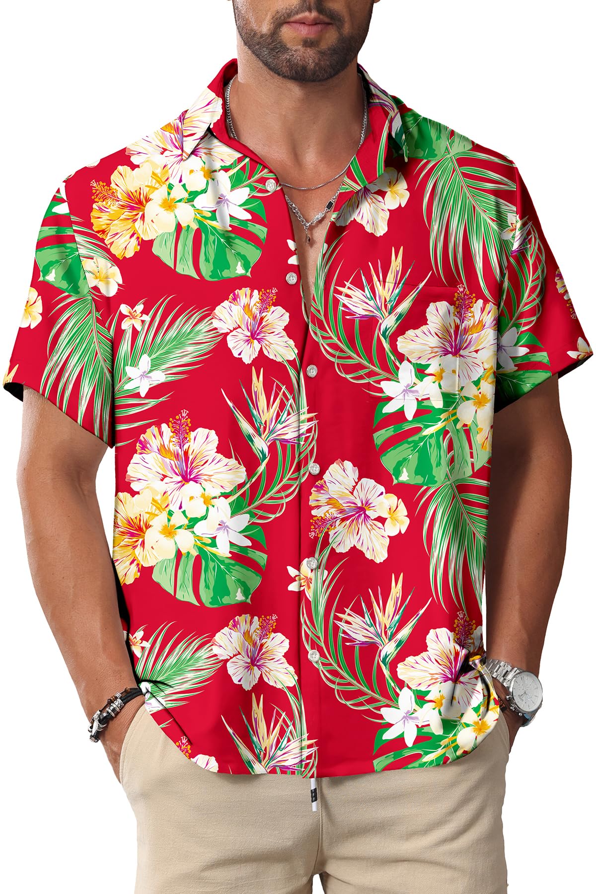 HOTKYKU Hawaiian Shirt for Men: Beach Vacation Summer Short Sleeve Button Down Mens Shirts Casual Stylish