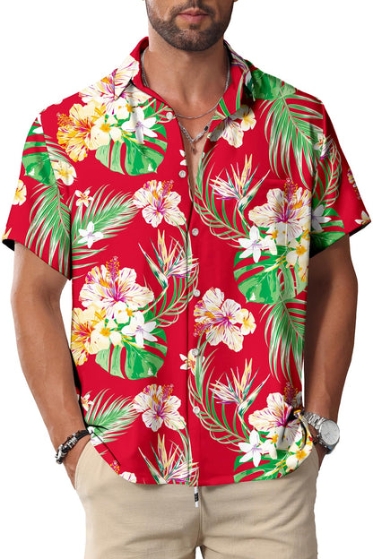 HOTKYKU Hawaiian Shirt for Men: Beach Vacation Summer Short Sleeve Button Down Mens Shirts Casual Stylish