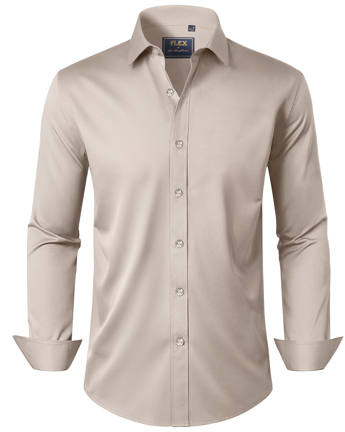 HOTJ.VER Men's Dress Shirts Solid Long Sleeve Stretch Wrinkle-Free Formal Shirt Business Casual Button Down Shirts