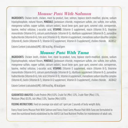 HOTFancy Feast Gems Pate Cat Food Mousse and a Halo of Savory Gravy Wet Cat Food Variety Pack - (Pack of 12) 4 oz. Boxes