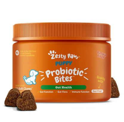 HOTZesty Paws Probiotics for Dogs - Digestive Enzymes for Gut Flora, Digestive Health, Diarrhea & Bowel Support - Clinically Studied DE111 - Dog Supplement Soft Chew for Pet Immune System - Pumpkin, 90ct