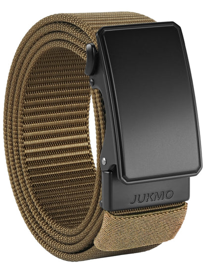 HOTJUKMO Men's 1.5" Nylon Ratchet Casual Belt for Jeans | Web Click Belt with Slide Buckle, No Holes Adjustable Trim to Fit , Gift Box
