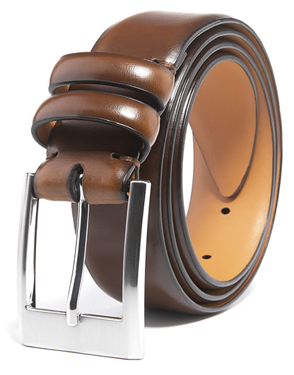 HOTFabio Valenti Genuine Leather Dress Belts For Men - Mens Belt For Suits, Jeans, Uniform With Single Prong Buckle