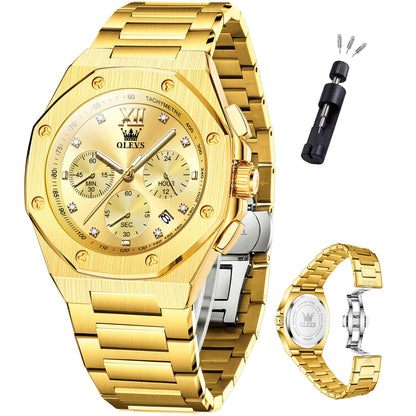 HOTOLEVS Mens Watches Octagonal Luxury Stainless Steel Dress Watches for Men Quartz Analog Large Face Luminous Relojes para Hombres