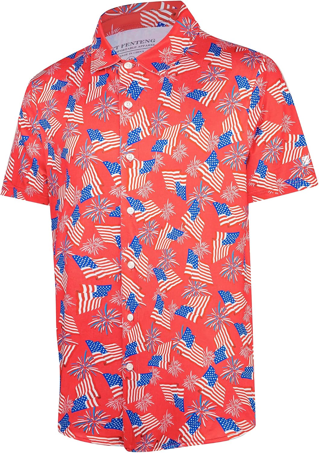 HOTFT FENTENG Mens Hawaiian Shirts Regular Fit Short Sleeve Casual Button Down Summer Tropical Beach Shirts