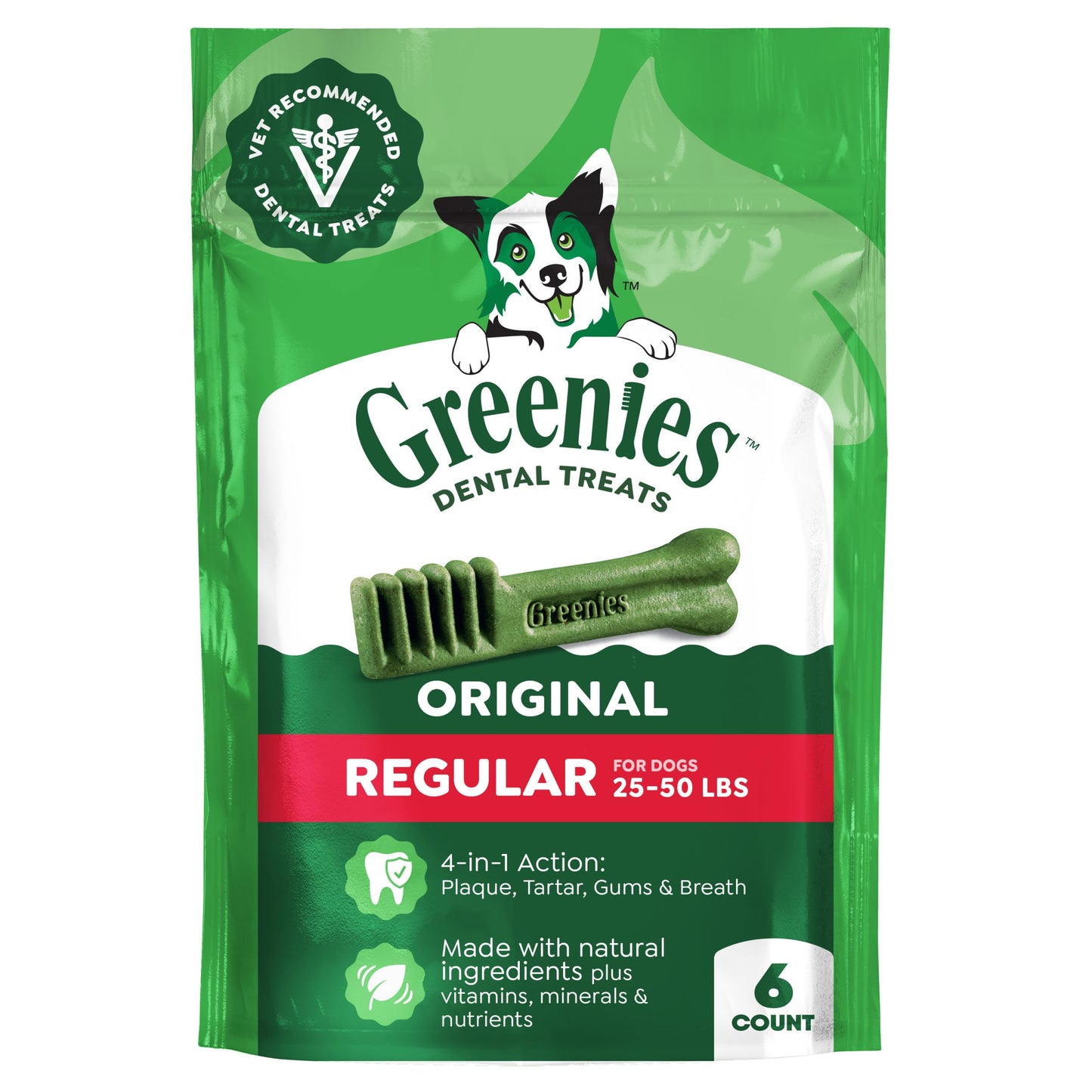 HOTGreenies Regular Dental Dog Treats, Original Chicken Flavor, 36 Count | Clinically-proven, veterinarian-recommended, 47% less tartar & 40% less plaque in 28 days, for dogs 25-50 lbs, 36 oz. Pack