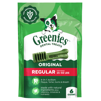 HOTGreenies Regular Dental Dog Treats, Original Chicken Flavor, 36 Count | Clinically-proven, veterinarian-recommended, 47% less tartar & 40% less plaque in 28 days, for dogs 25-50 lbs, 36 oz. Pack