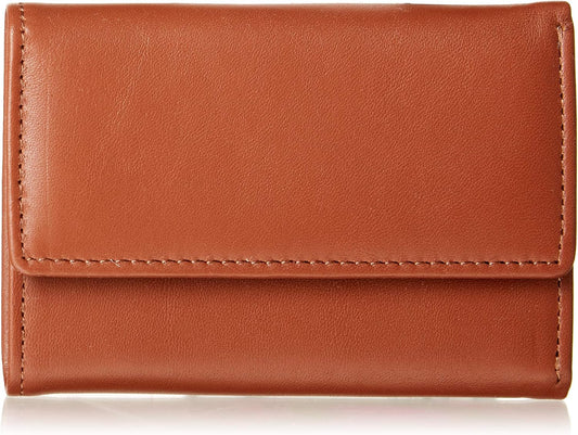 HOTRoyce Leather Trifold Key Case Organizer Wallet In Genuine Leather Tri-Fold Wallet, Tan