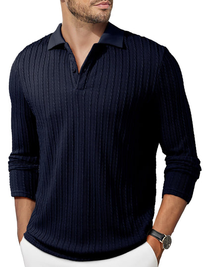 HOTJMIERR Mens Casual Polo Shirt Summer Short Sleeve Vacation Button Beach Knit Stretchy Golf Shirts