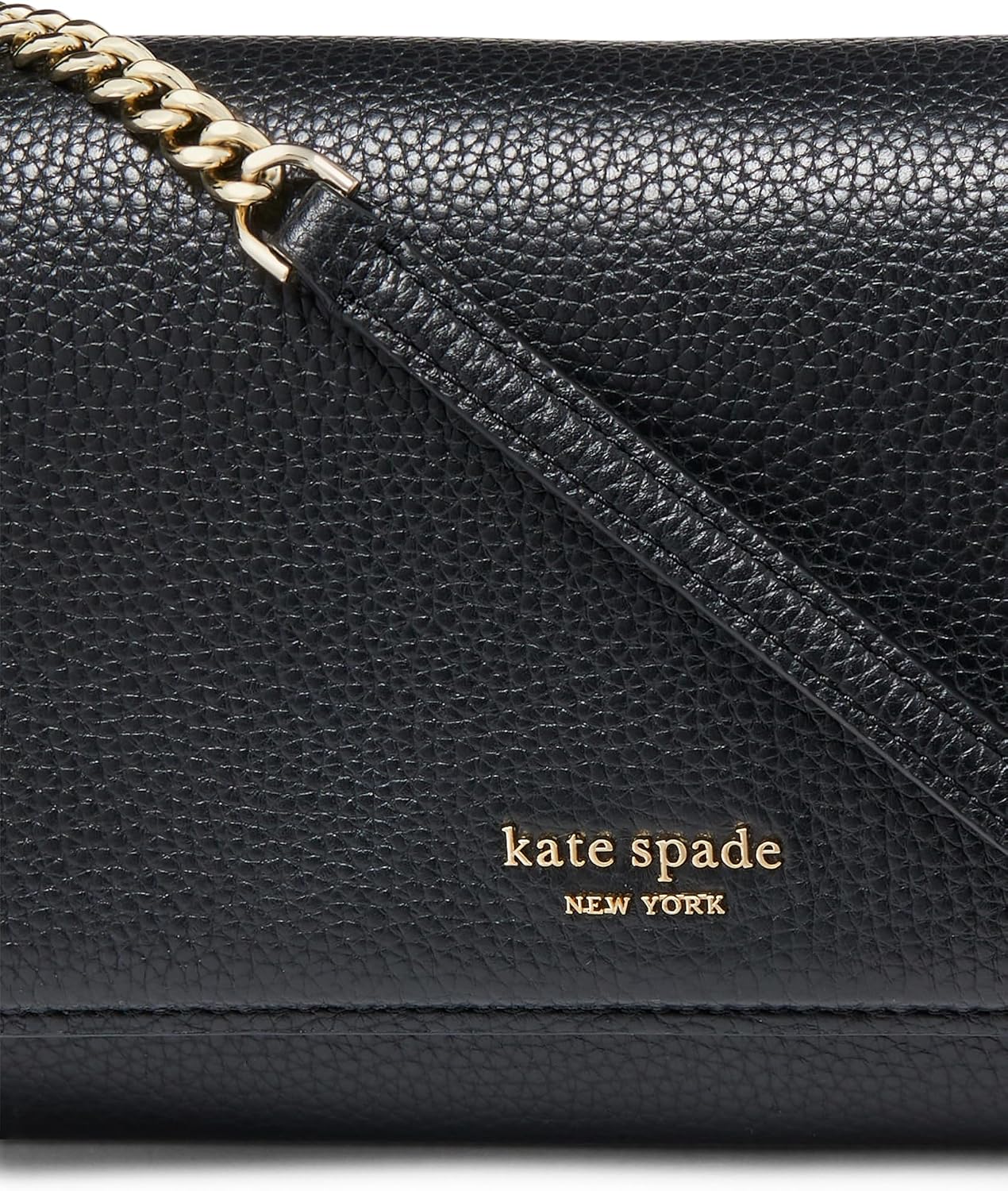 HOTkate spade new york Ava Pebbled Leather Flap Chain Wallet, Black
