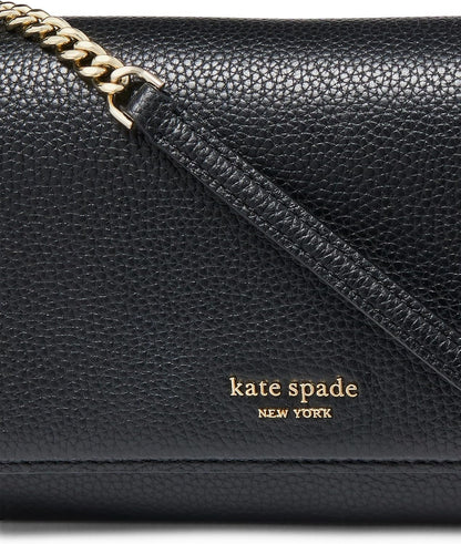 HOTkate spade new york Ava Pebbled Leather Flap Chain Wallet, Black