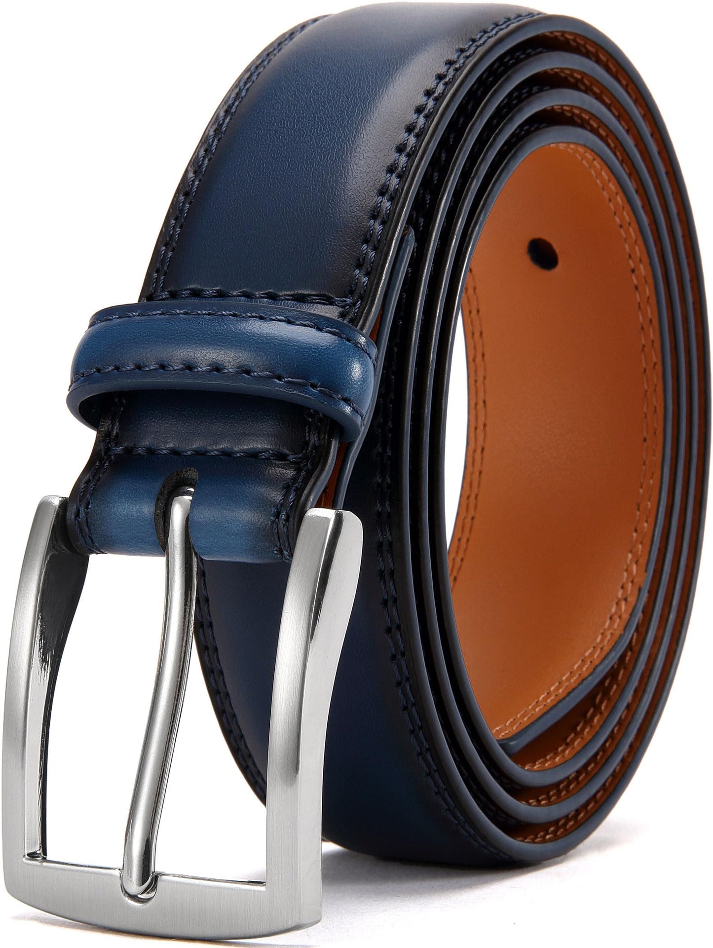 HOTDOOPAI Mens Dress Belt - Genuine Leather Dress Belts For Men,Casual Suit Jeans Belt-Single Prong Buckle black belt