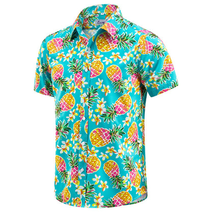 HOTEUOW Men's Hawaiian Shirt Short Sleeve Printed Button Down Beach Shirts