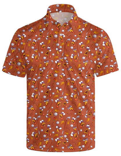 HOTGolf Polo Shirts for Men Funny Print Quick Dry Short Sleeve Performance Golf Shirts Moisture Wicking Polo Shirts