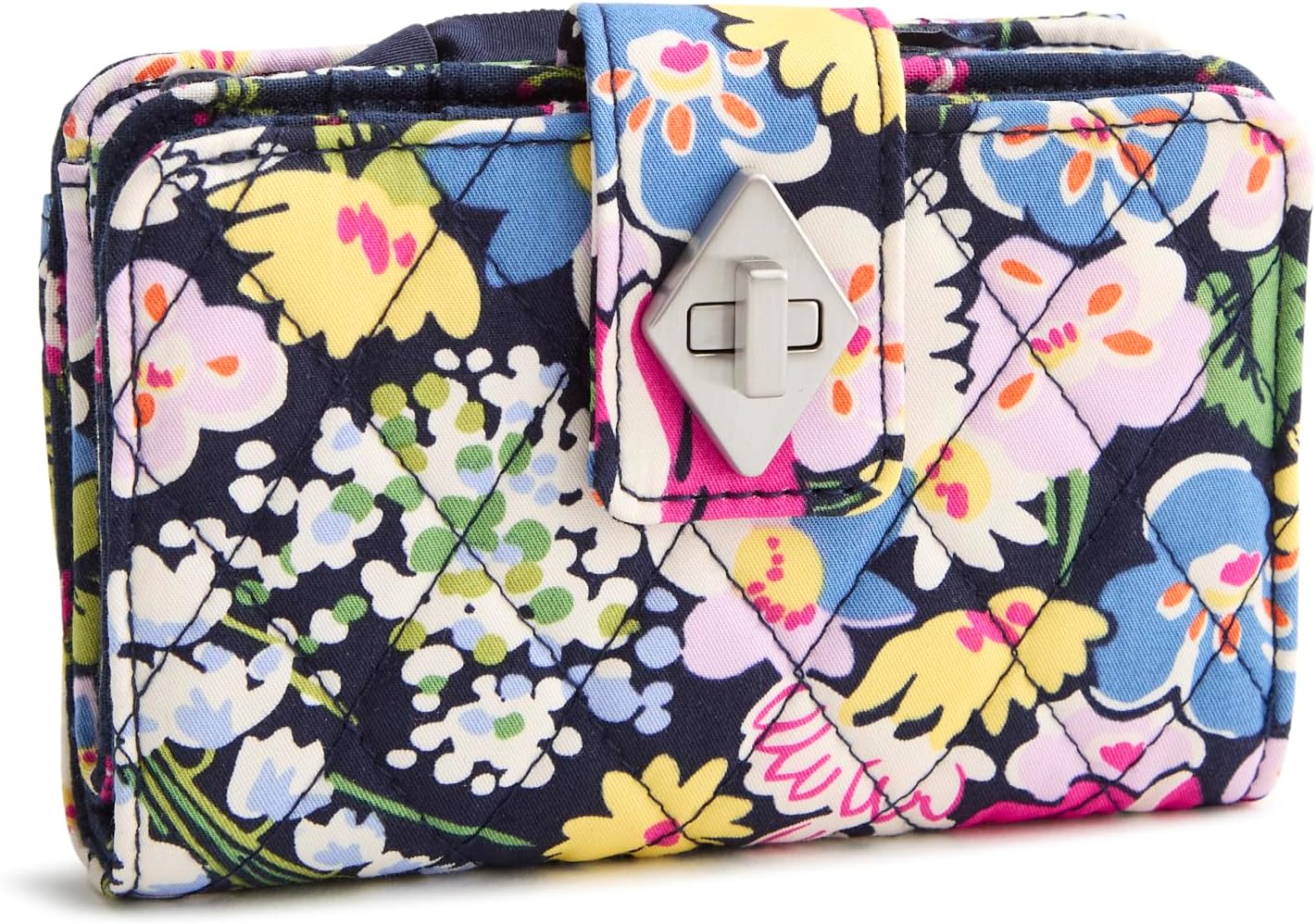 HOTVera Bradley Women's Premium Cotton Small Turnlock Wallet – Poppy Fields