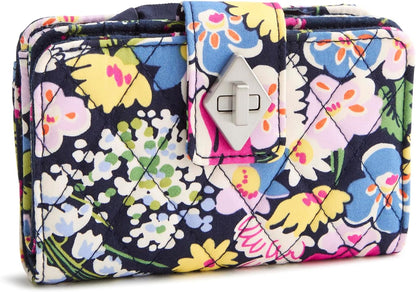 HOTVera Bradley Women's Premium Cotton Small Turnlock Wallet – Poppy Fields