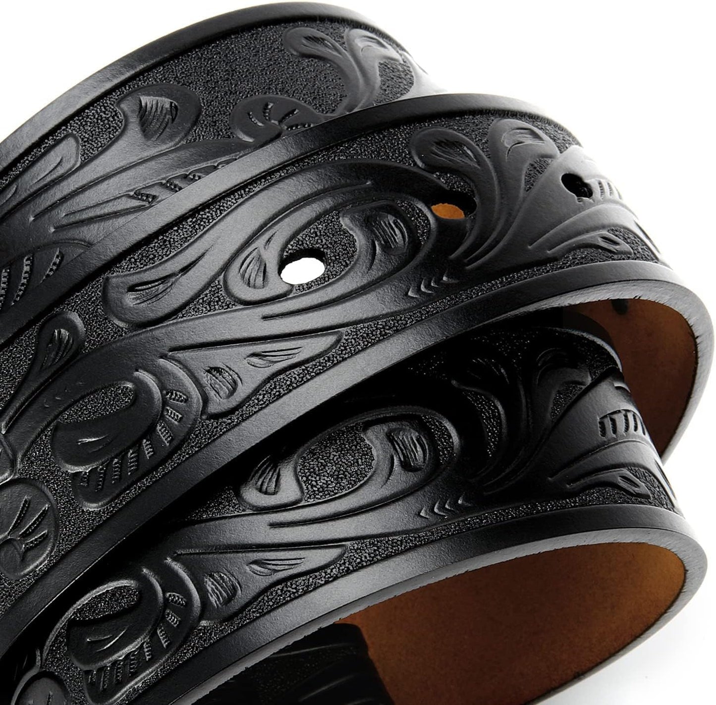 HOTSsumday Western Leather Belt Strap for Men Women Cowboy Cowgirl Leather Mens Belts for Jeans Birthday Christmas Belt Gifts