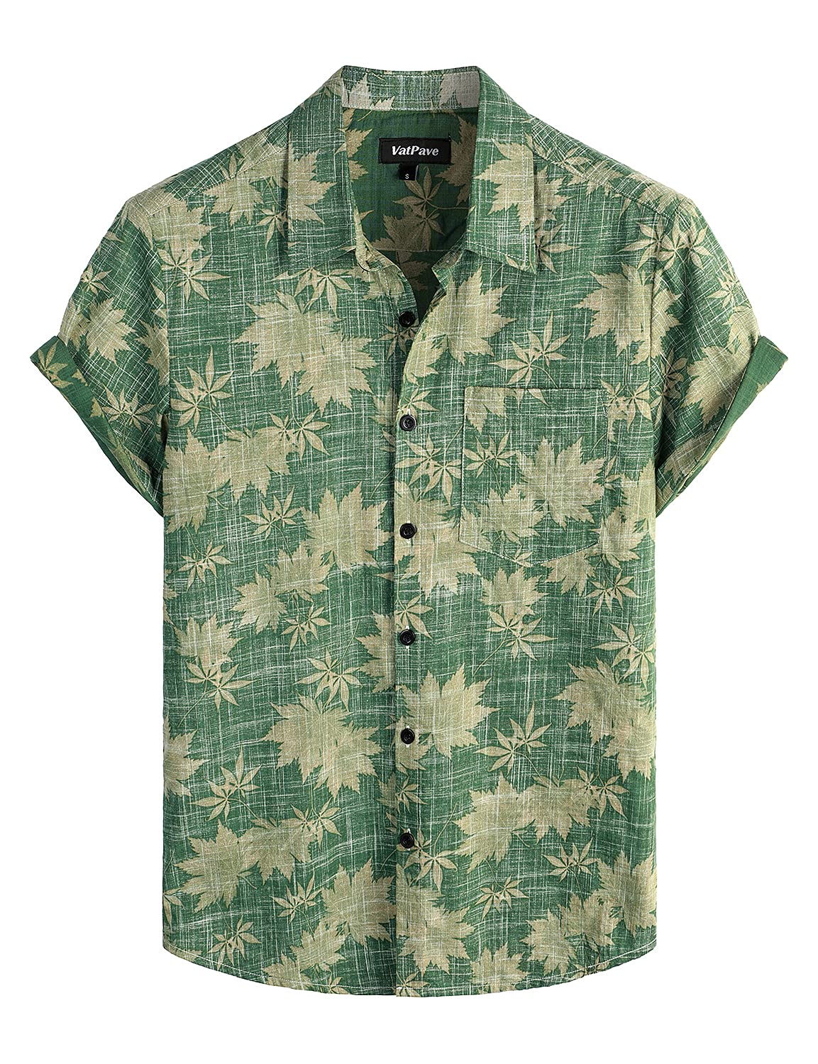 HOTVATPAVE Mens Hawaiian Shirts Casual Summer Short Sleeve Button Down Shirts | Beach, Floral, Front Pocket, Cotton, Tropical, Vacation, Vintage, Printed, Cruise, Collared, Aloha, Party, Reverse Fabric