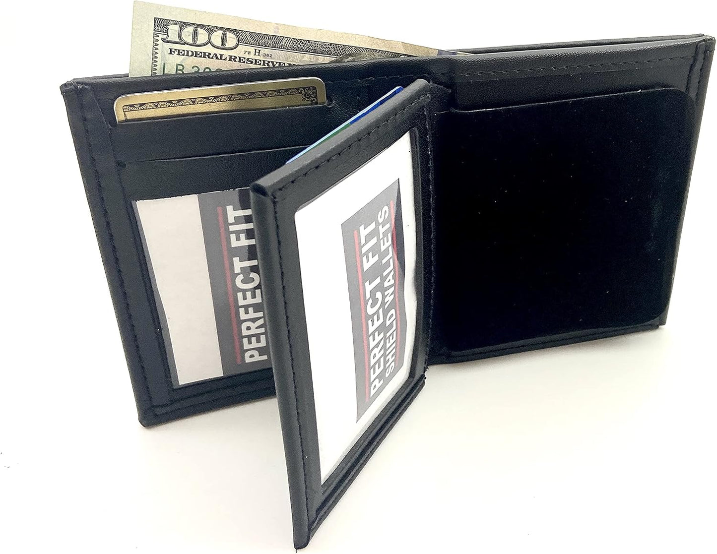 HOTPerfect Fit Shield Wallets Jail Police Law Enforcement 7 Point Star | California DOC Corrections style Bi-Fold hidden badge wallet Fits for Blackinton B2001 (Cutout PF215)