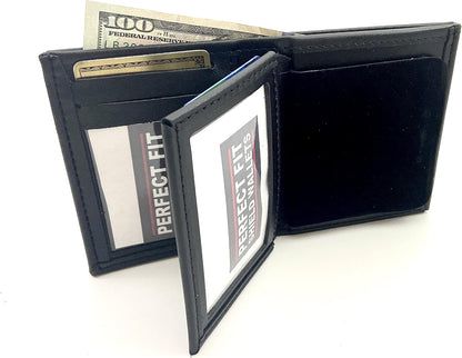 HOTPerfect Fit Shield Wallets Jail Police Law Enforcement 7 Point Star | California DOC Corrections style Bi-Fold hidden badge wallet Fits for Blackinton B2001 (Cutout PF215)