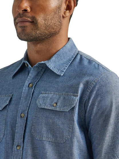 HOTWrangler Authentics Men's Short Sleeve Classic Woven Shirt