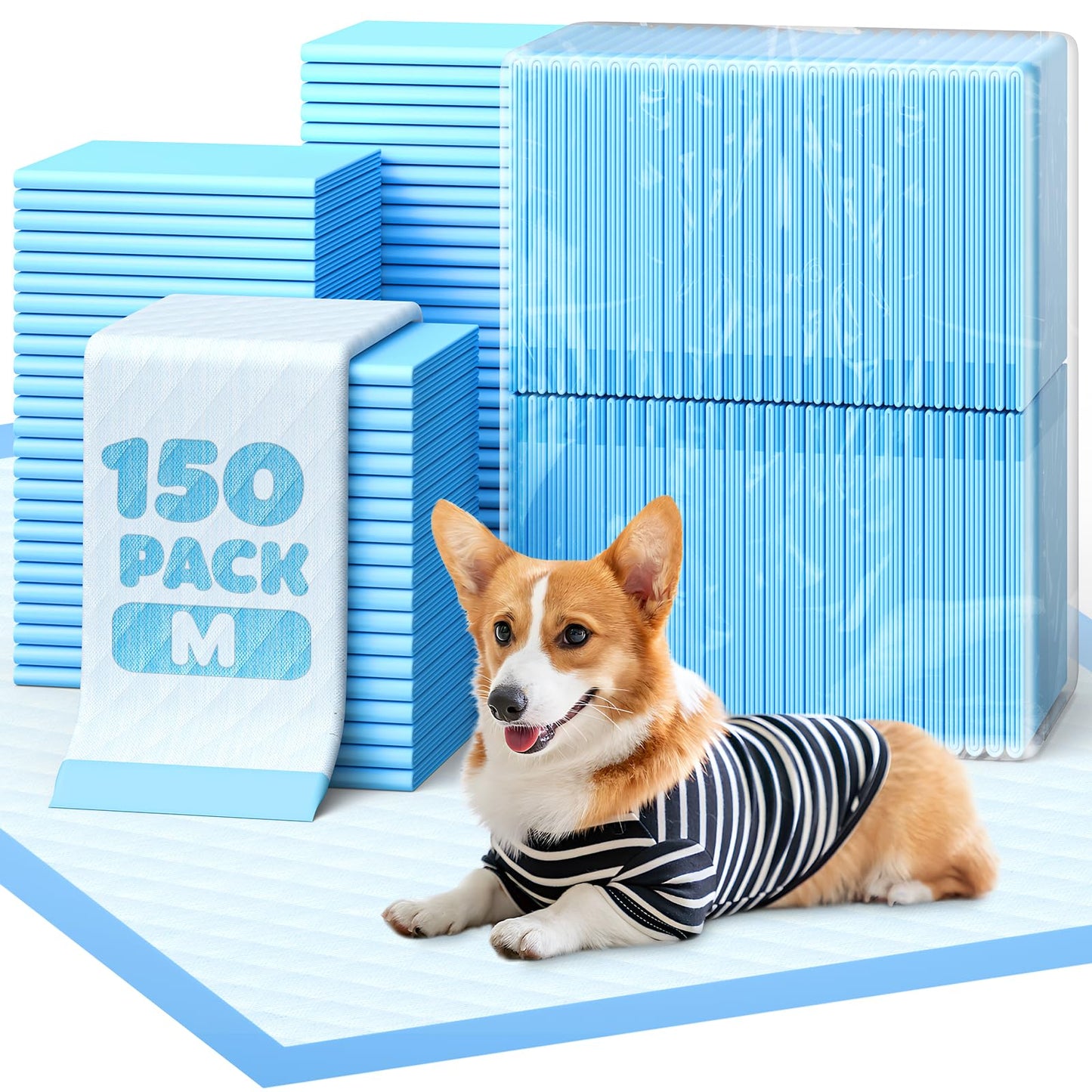 HOTPowools 100-Pack X-Large Puppy Pads - 34'' x 28'' Pee Pads for Dogs Potty Training with Leak-Proof Quick-Dry Design, 6-Layer Wee Wee Pads for Dogs, Blue
