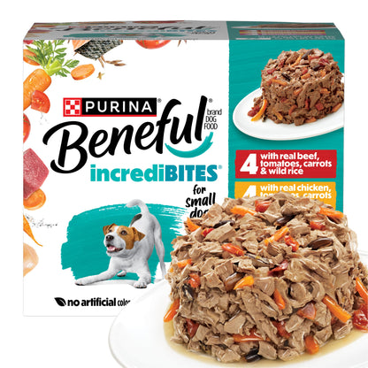HOTBeneful Purina Small Breed Wet Dog Food Variety Pack, IncrediBites With Real Beef, Chicken and Salmon - (Pack of 30) 3 Oz. Cans