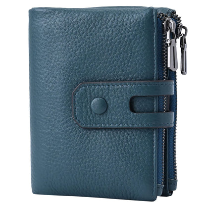 HOTBveyzi Small Soft Leather Wallet for Women RFID Blocking Ladies Card Holder with Double Zipper Pocket