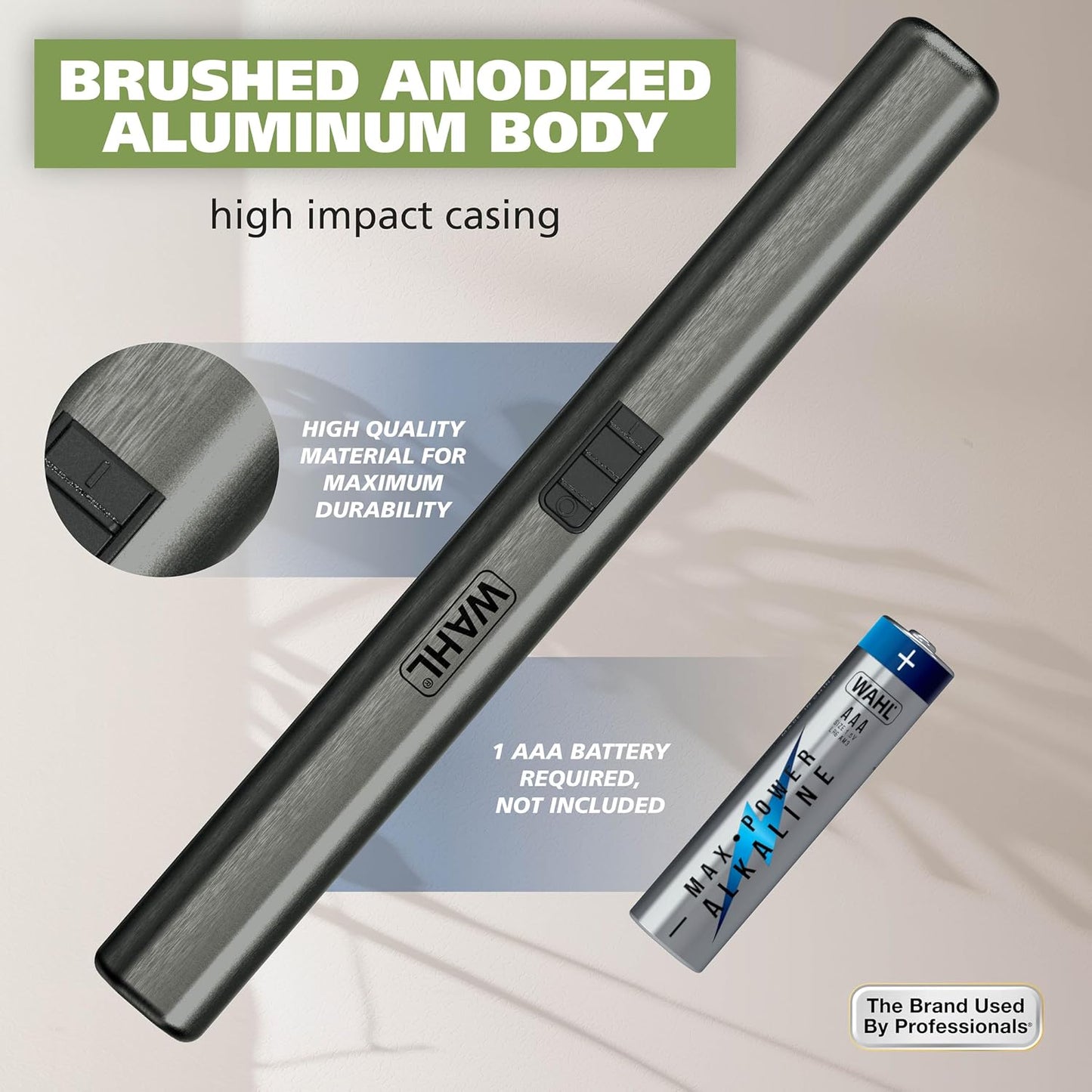 HOTWahl Micro Groomsman Battery Personal Trimmer for Hygienic Grooming with Rinseable, Interchangeable Heads for Eyebrows, Neckline, Nose, Ears, & Other Detailing - 05640-600