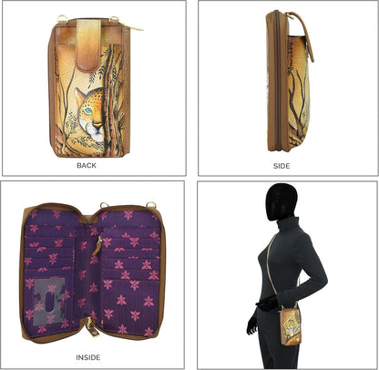 HOTAnuschka Women's Original Hand-Painted Genuine Leather RFID Blocking Smartphone Case & Wallet