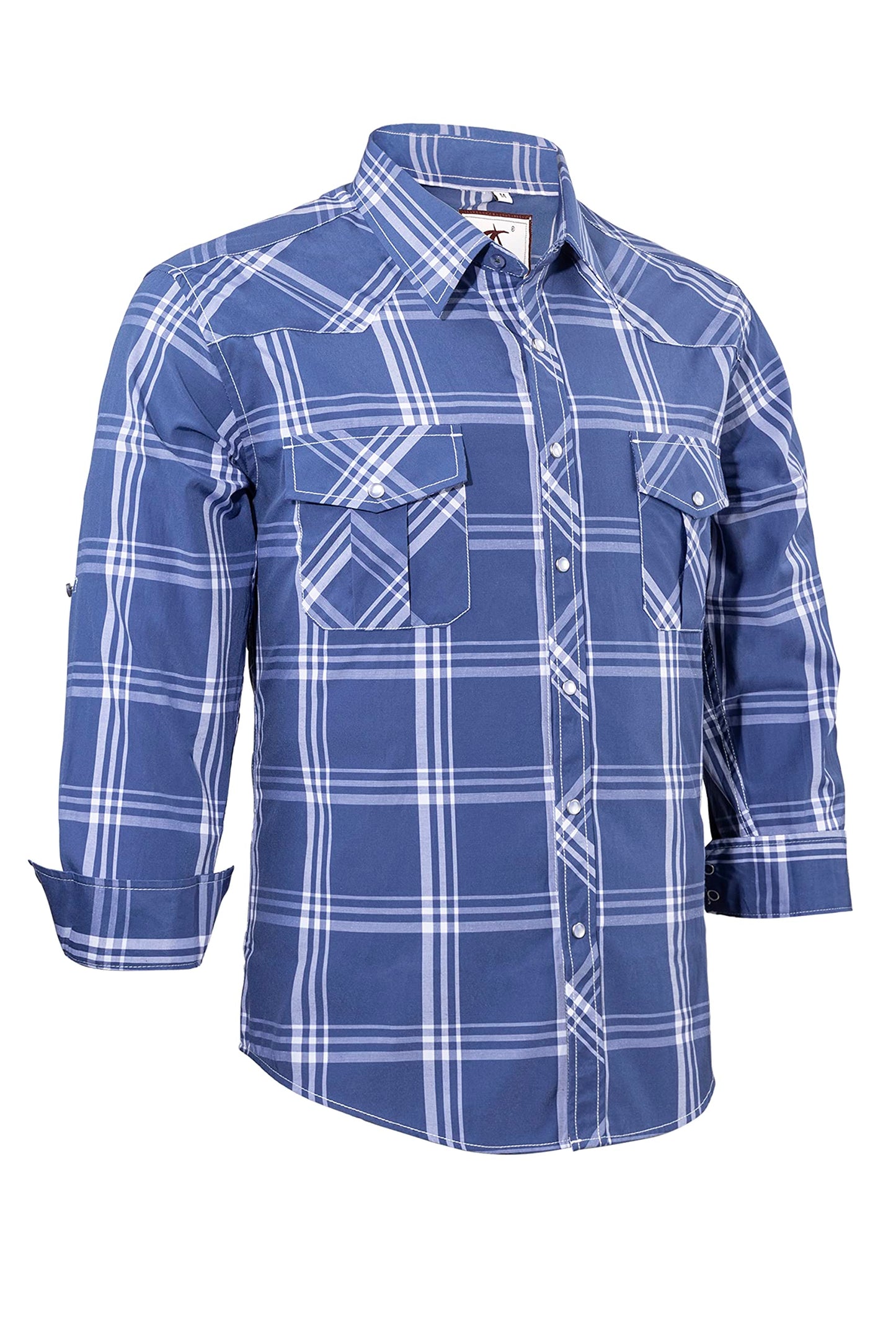 HOTCOEVALS CLUB Men's Western Pearl Snap Button Up Casual Cowboy Long Sleeve Two Pockets Work Shirts