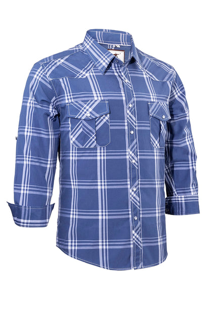 HOTCOEVALS CLUB Men's Western Pearl Snap Button Up Casual Cowboy Long Sleeve Two Pockets Work Shirts