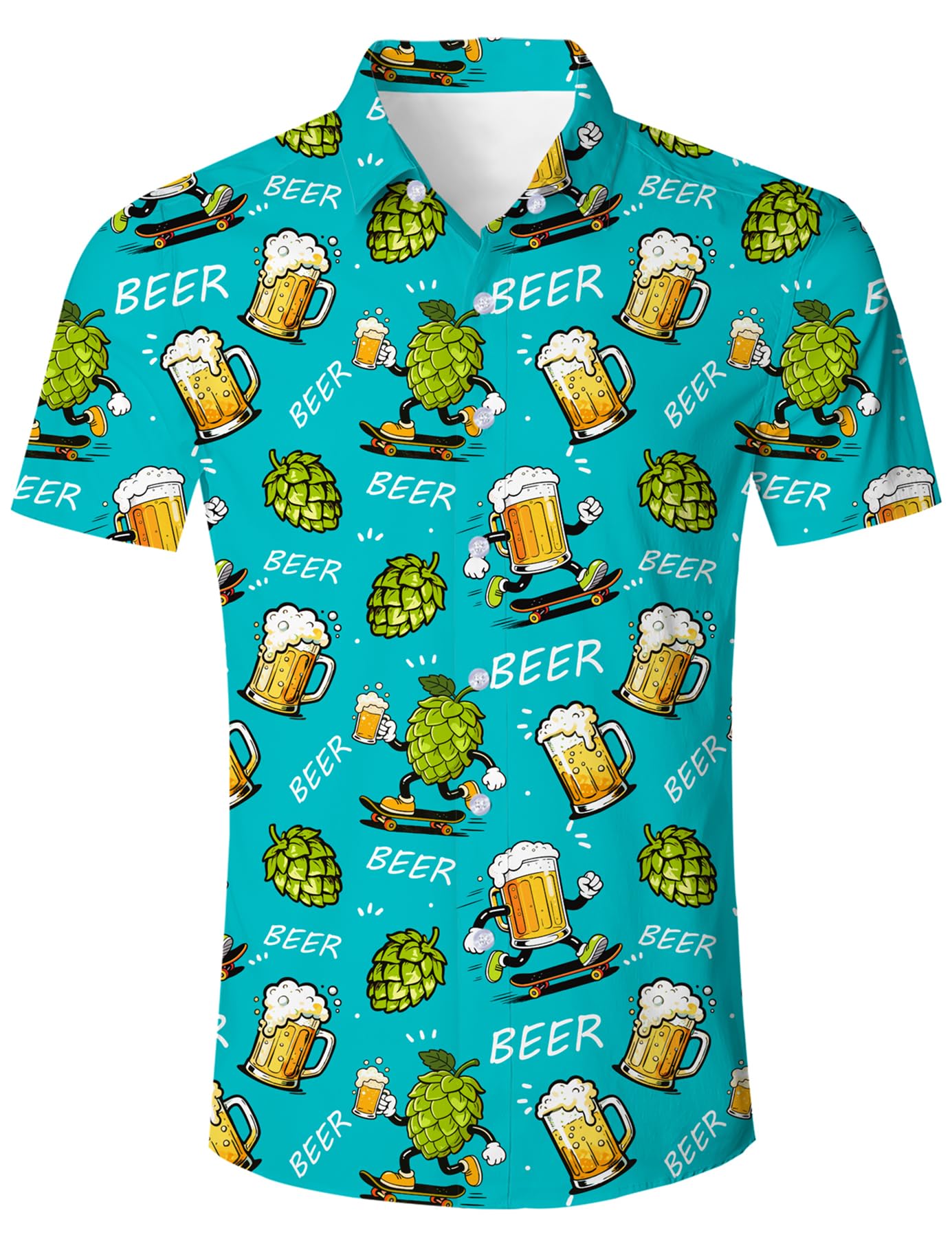 HOTuideazone Mens Funny Hawaiian Shirts 3D Graphic Button Down Short Sleeve Tropical Holiday Beach Aloha Shirt