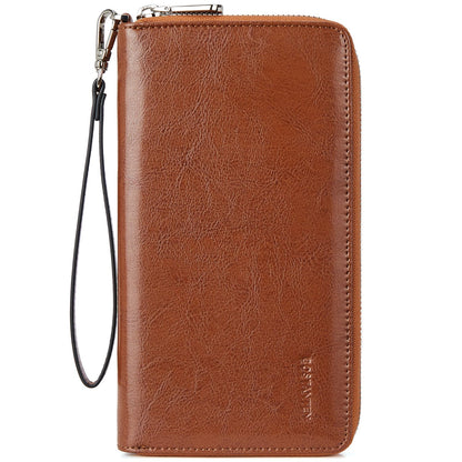 HOTBOSTANTEN Leather Wallet for Women RFID Blocking Zip Around Credit Cards Holder Phone Clutch