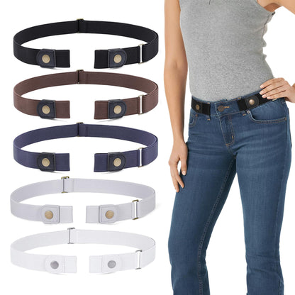 HOTWERFORU 3 Pack 4 Pack No Buckle Invisible Stretch Belt Buckle-Free Elastic Belt for Women and Men