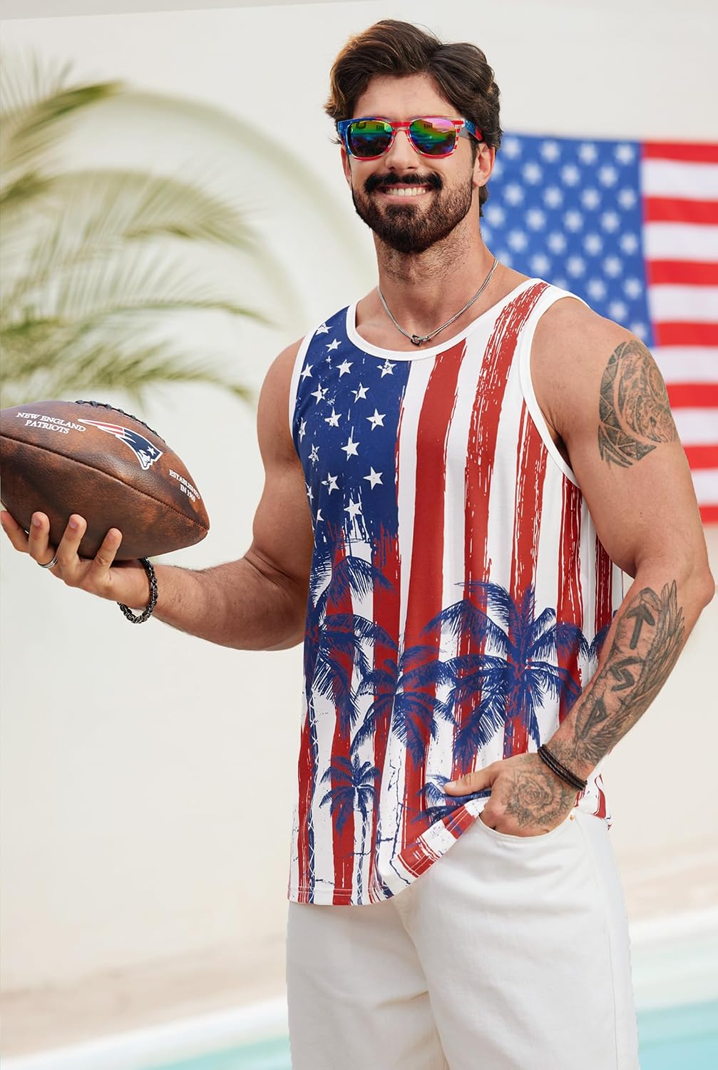 HOTVOGSTART Mens Hawaiian Beach Tank Tops Summer Vacation Muscle Top Graphic Sleeveless Shirts (S-3XL)