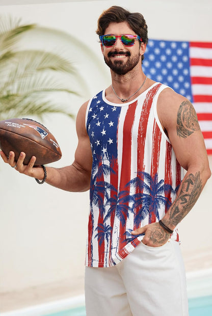 HOTVOGSTART Mens Hawaiian Beach Tank Tops Summer Vacation Muscle Top Graphic Sleeveless Shirts (S-3XL)