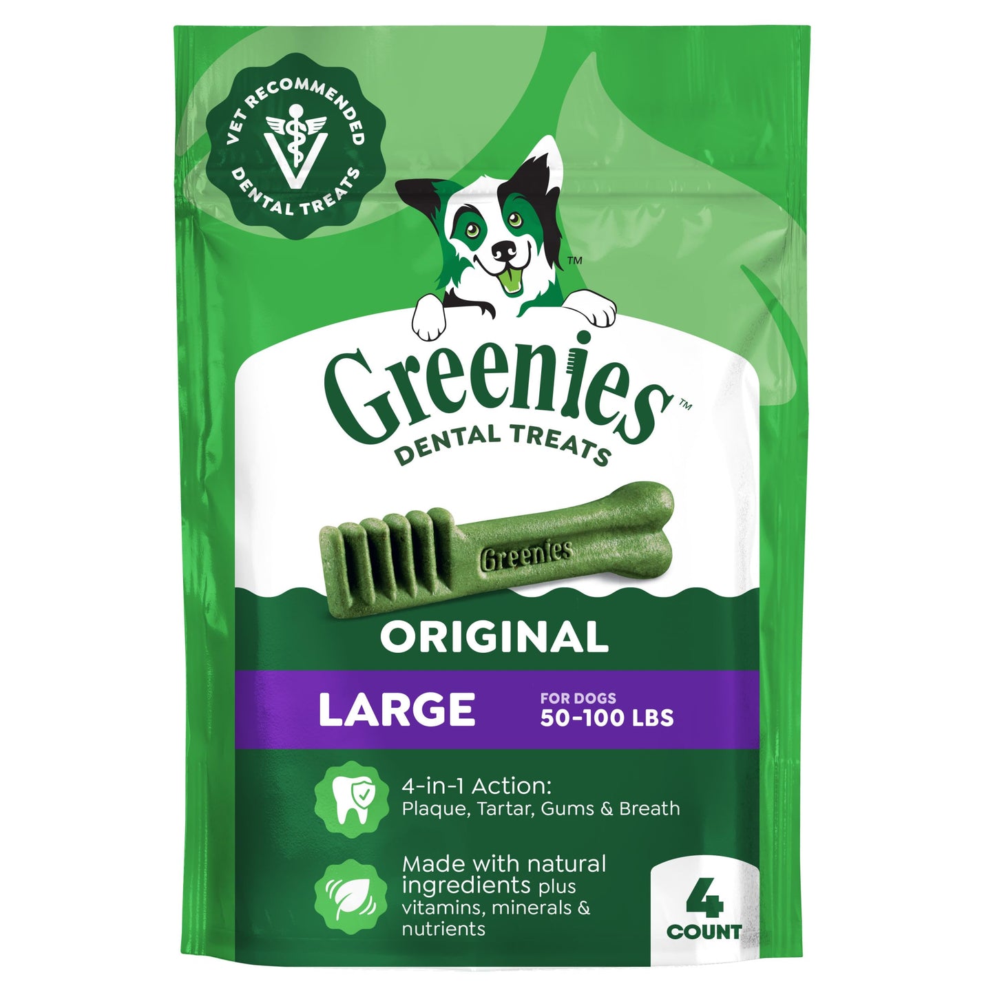 HOTGreenies Large Natural Dental Dog Treats, Original Flavor, 24 Count | Veterinarian-recommended, 47% less tartar & 40% less plaque in 28 days, cleans to gumline, for dogs 50-100 lbs, 36 oz. Pack