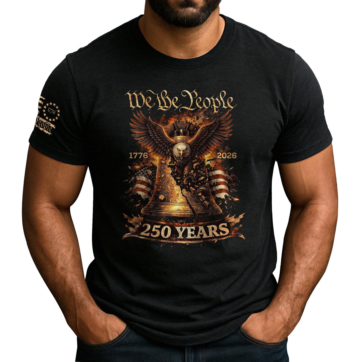 HOT250th Anniversary USA Shirt, 1776-2026 Graphic Shirts for Men | Graphic T-shirt featuring 1776-2026 inspired artwork, suitable for holidays, gatherings, casual wear, and everyday outfits