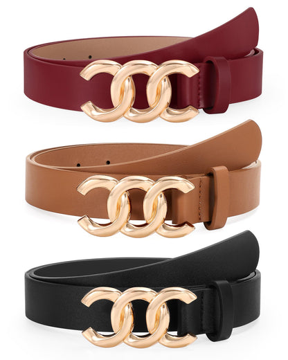 HOTTRIWORKS 3 Pack Women's Belts for Jeans Pants Fashion Waist Belts for Ladies Leather Belts
