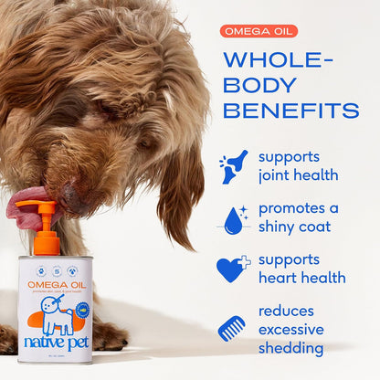 HOTNative Pet Omega 3 Fish Oil for Dogs & Cats – Wild Alaskan Salmon Oil for Dogs Skin and Coat, Supports Joints, Heart & Shedding – Fast-Absorbing Omega 3 6 9 Liquid Supplement – 8oz