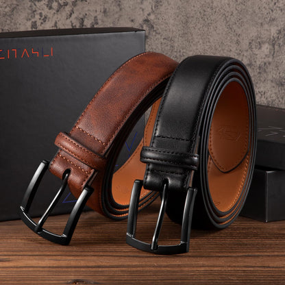 HOTZitahli Mens Belt 2 Pack - Men Leather Belt Design for Work Business and Casual Golf Jeans-Everyday Wear,Gifts for Men