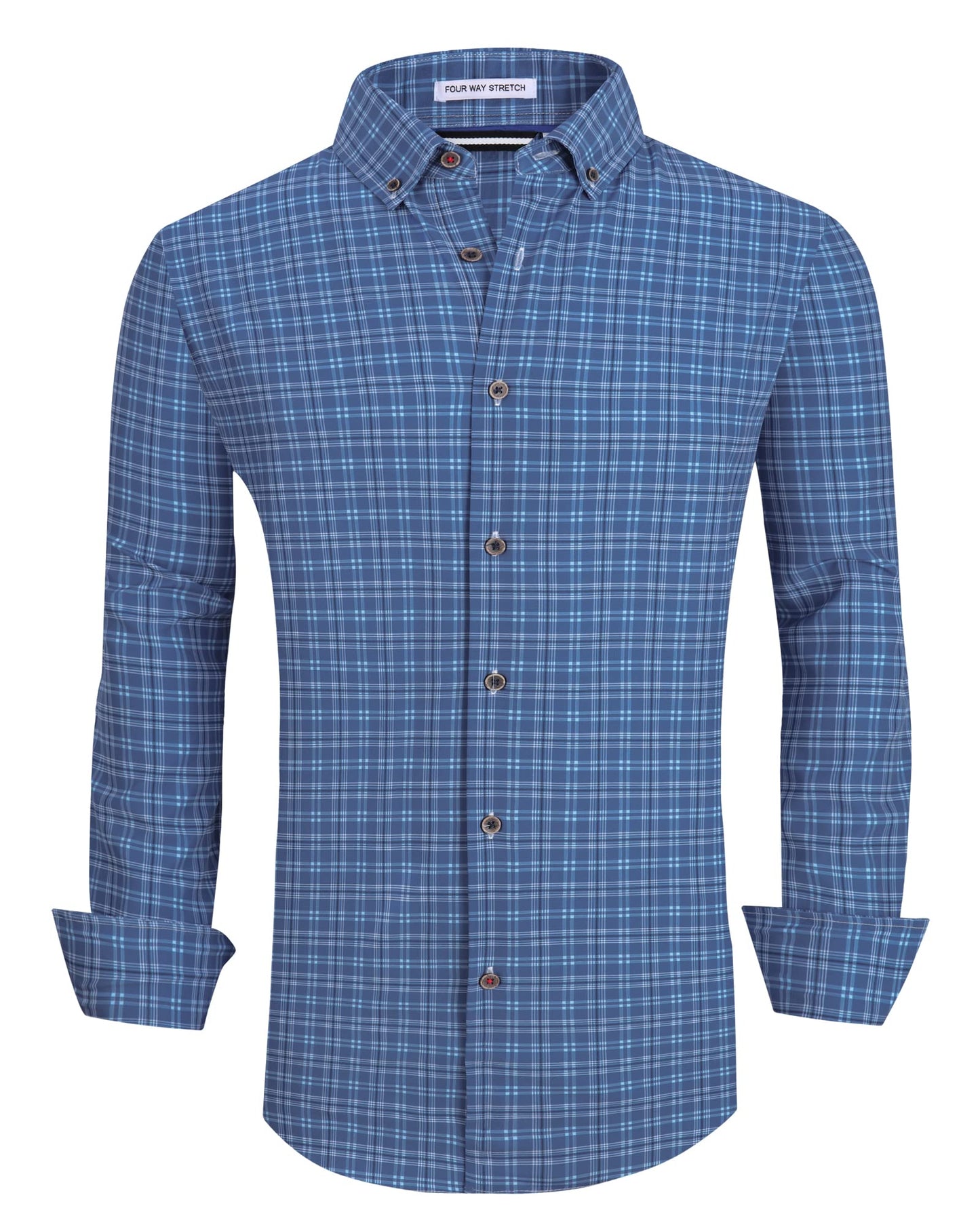 HOTAlex Vando Mens Wrinkle Free 4-Way Stretch Print Business Casual Shirt | Wrinkle resistant, Machine washable, Classic check Pattern, True-to-size cut, Business & Daily, Easy outfit pairing